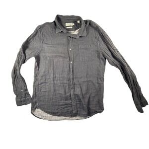 Vince Button Down Shirt Mens Large Charcoal Gray Excellent Classic Fit Gauze LS